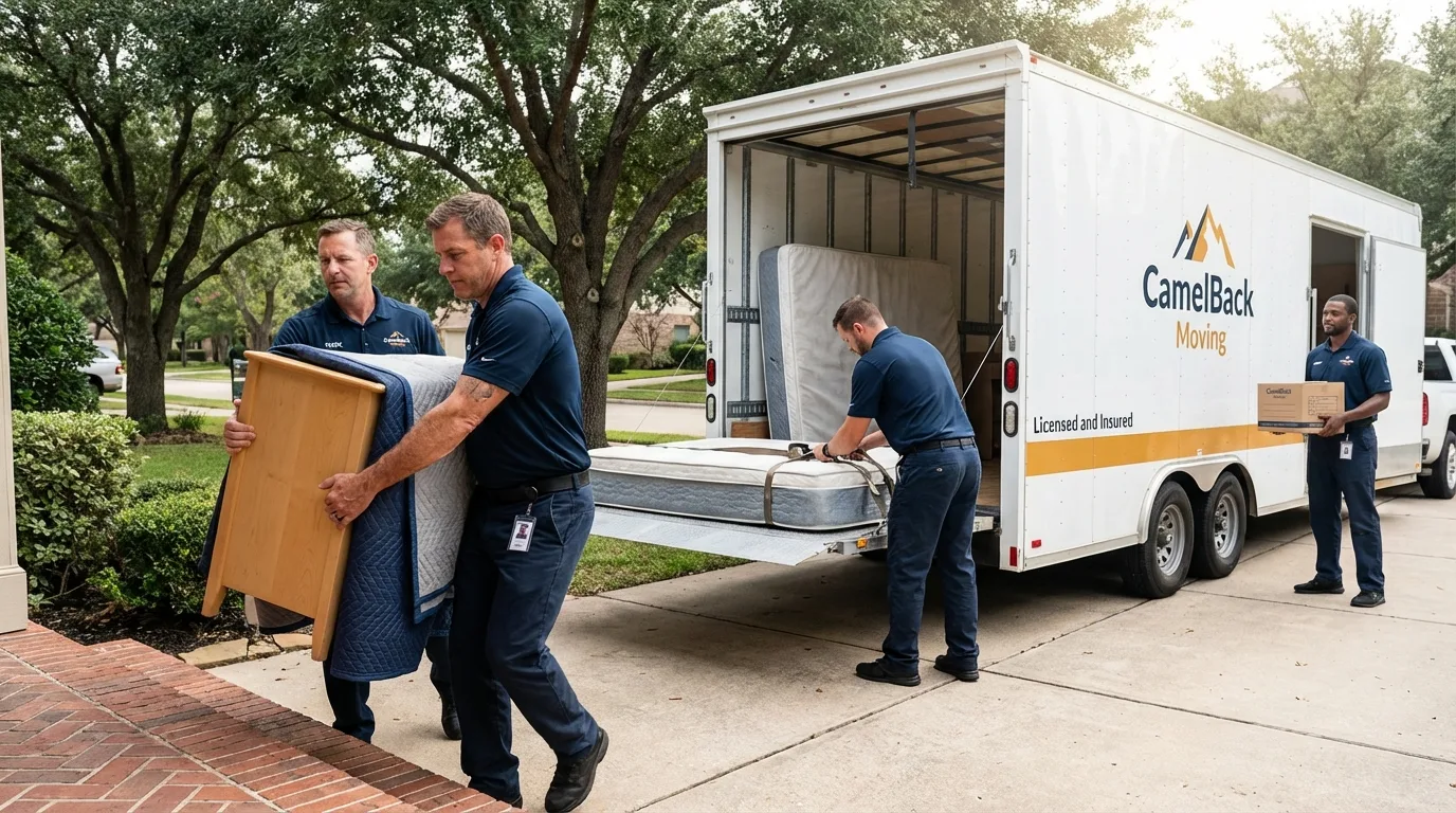 Crew loading residential truck for cross-state move from Rockwood, TN