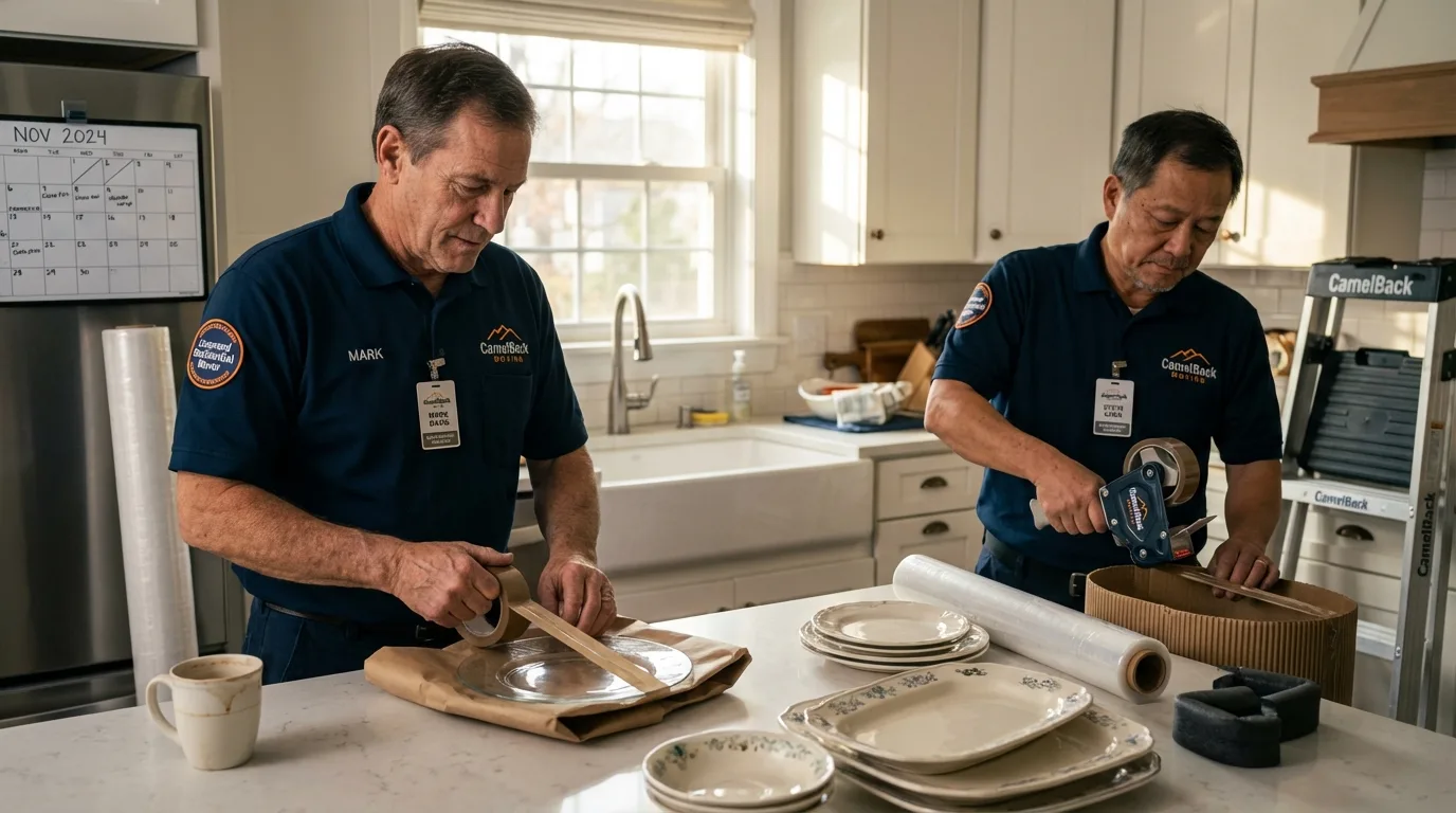 Professional crew packing kitchen dishware in Rockwood, TN